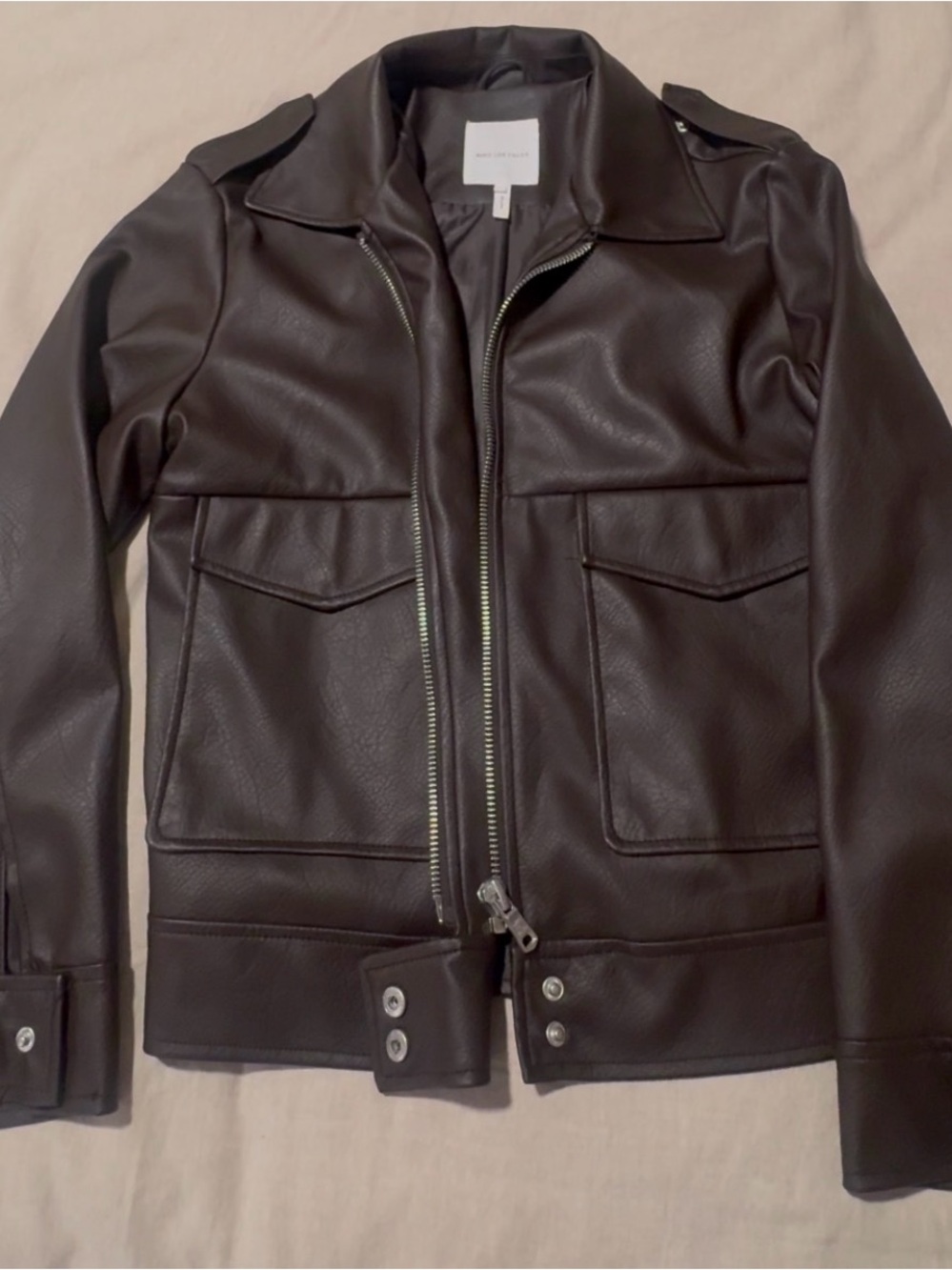 Avec Les Filles Brown Vegan Leather Utility Jacket Size L (oversized) - Picture 7 of 7